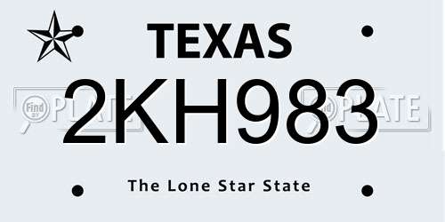 2KH983 Texas License Plate