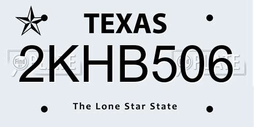 2KHB506 Texas License Plate