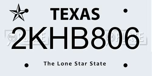 2KHB806 Texas License Plate