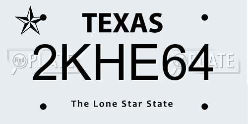 2KHE64 Texas License Plate