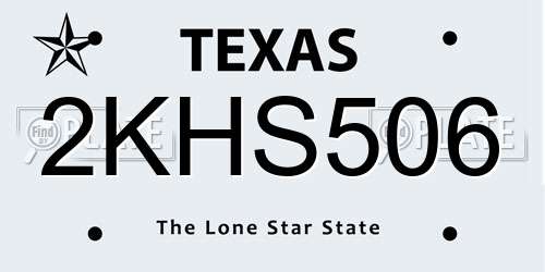 2KHS506 Texas License Plate