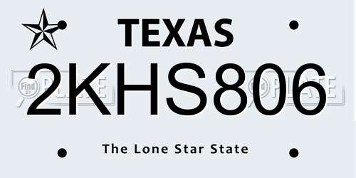 2KHS806 Texas License Plate