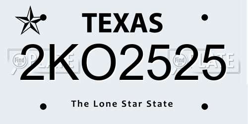 2KO2525 Texas License Plate