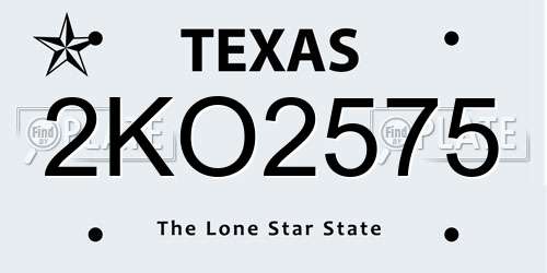 2KO2575 Texas License Plate