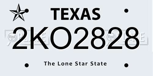 2KO2828 Texas License Plate