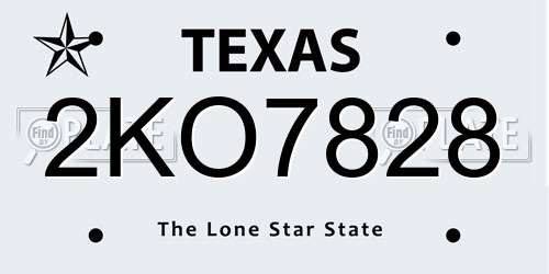 2KO7828 Texas License Plate
