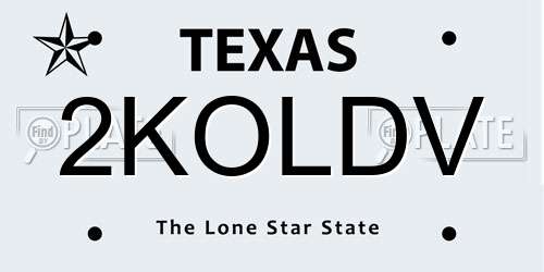 2KOLDV Texas License Plate