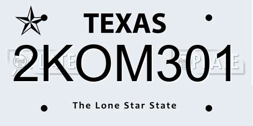 2KOM301 Texas License Plate