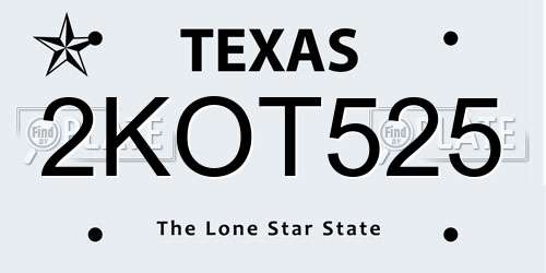 2KOT525 Texas License Plate