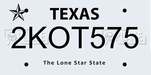 2KOT575 Texas License Plate
