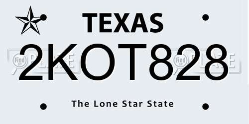 2KOT828 Texas License Plate