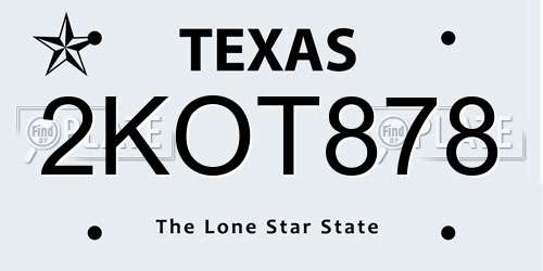 2KOT878 Texas License Plate