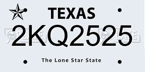 2KQ2525 Texas License Plate