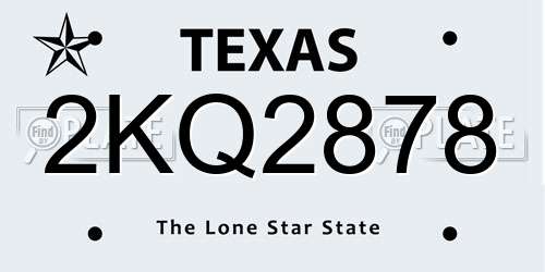 2KQ2878 Texas License Plate