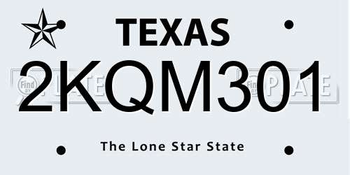 2KQM301 Texas License Plate