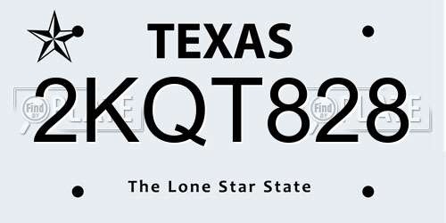 2KQT828 Texas License Plate