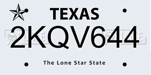 2KQV644 Texas License Plate
