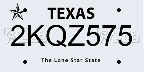 2KQZ575 Texas License Plate