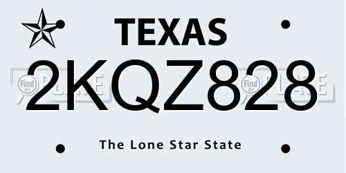 2KQZ828 Texas License Plate