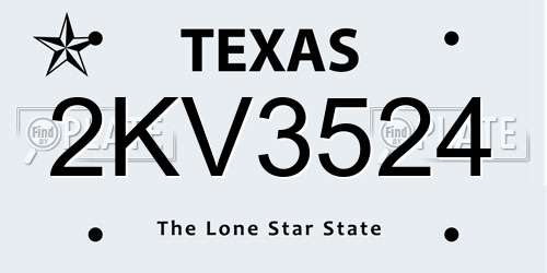 2KV3524 Texas License Plate