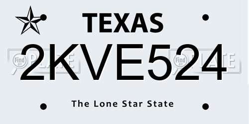 2KVE524 Texas License Plate