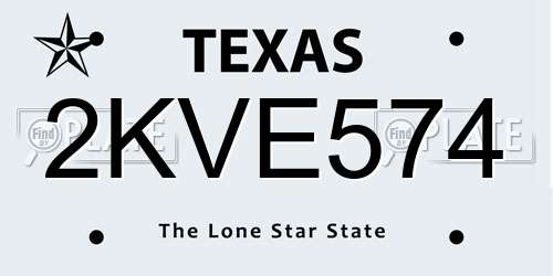 2KVE574 Texas License Plate