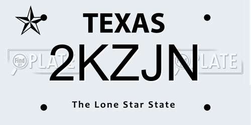 2KZJN Texas License Plate