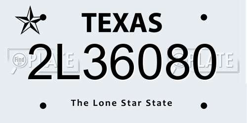 2L36080 Texas License Plate