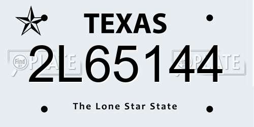 2L65144 Texas License Plate