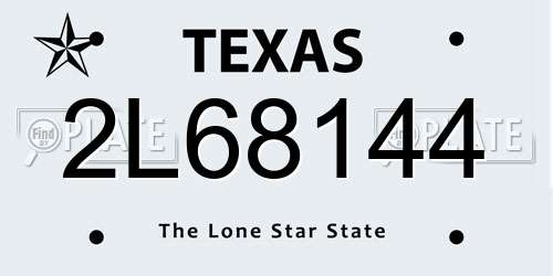 2L68144 Texas License Plate