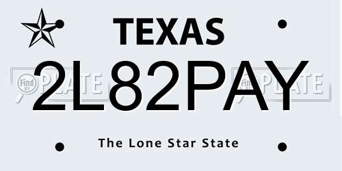 2L82PAY Texas License Plate