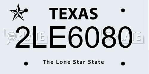 2LE6080 Texas License Plate