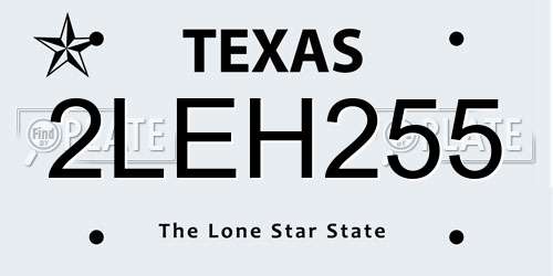 2LEH255 Texas License Plate