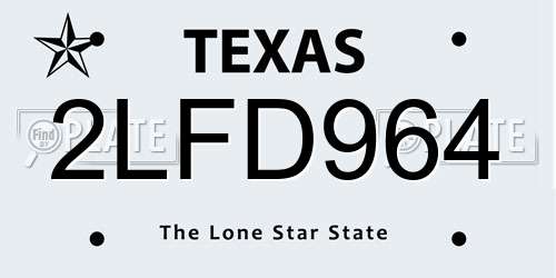 2LFD964 Texas License Plate