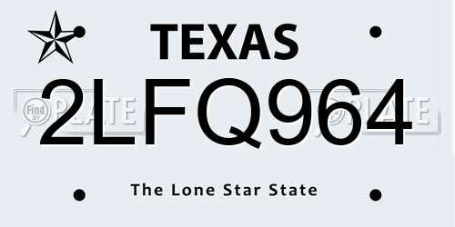 2LFQ964 Texas License Plate