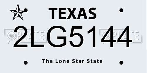 2LG5144 Texas License Plate