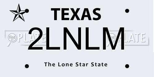 2LNLM Texas License Plate