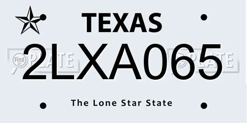 2LXA065 Texas License Plate