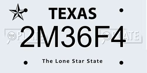 2M36F4 Texas License Plate
