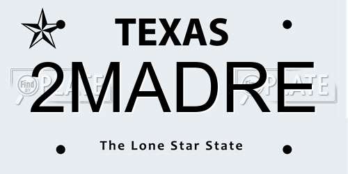 2MADRE Texas License Plate