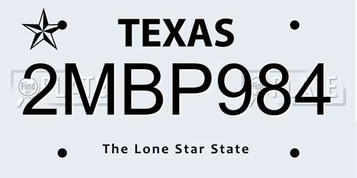 2MBP984 Texas License Plate
