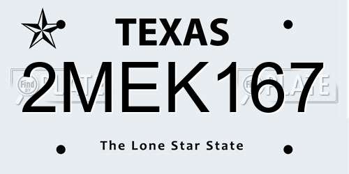 2MEK167 Texas License Plate