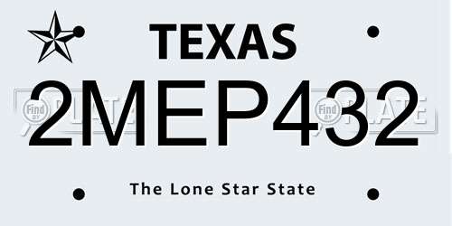 2MEP432 Texas License Plate
