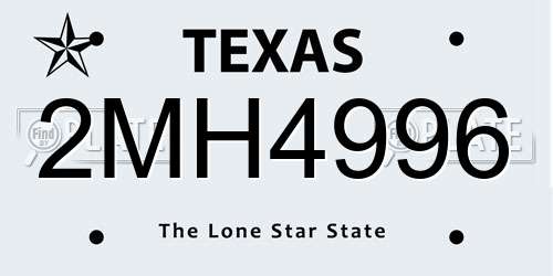 2MH4996 Texas License Plate