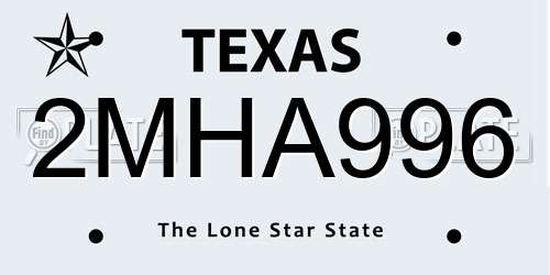 2MHA996 Texas License Plate