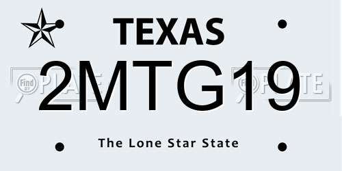 2MTG19 Texas License Plate