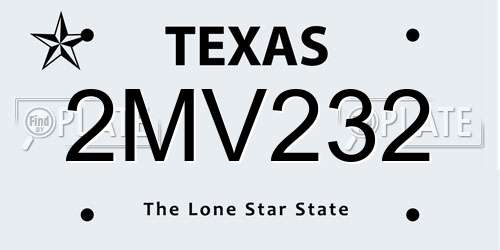 2MV232 Texas License Plate