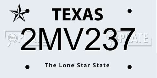 2MV237 Texas License Plate