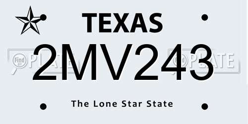 2MV243 Texas License Plate