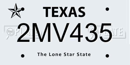 2MV435 Texas License Plate